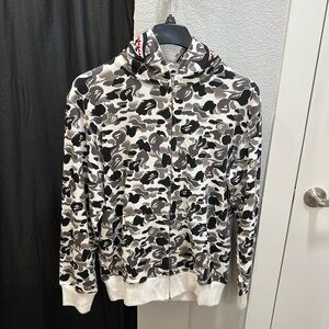 Bape Black and White Camo Zip Up Sweater